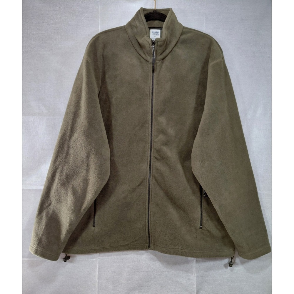 Vtg Y2K Old Navy Outlet‎ Full Zip Fleece Jacket Men's XL Army Green Mock Neck